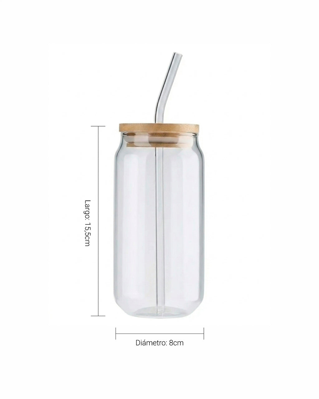 Vaso de vidrio con tapa de bambú 500ml
