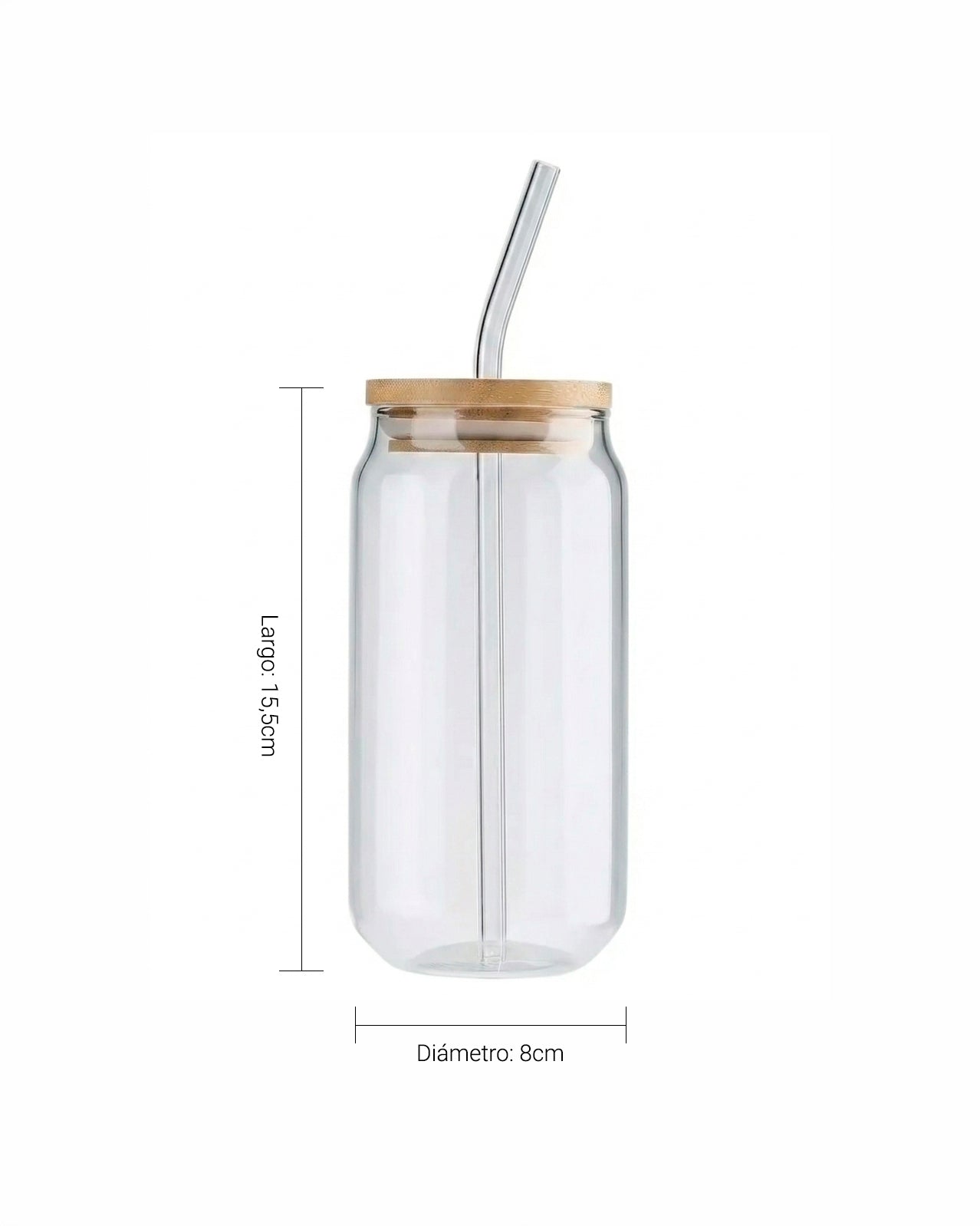 Vaso de vidrio con tapa de bambú 500ml