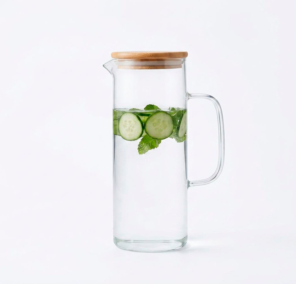 Jarra de vidrio con tapa de bambú 1200ml