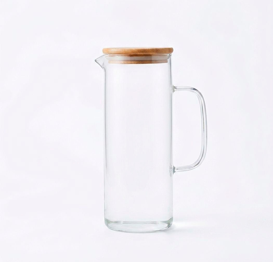 Jarra de vidrio con tapa de bambú 1200ml